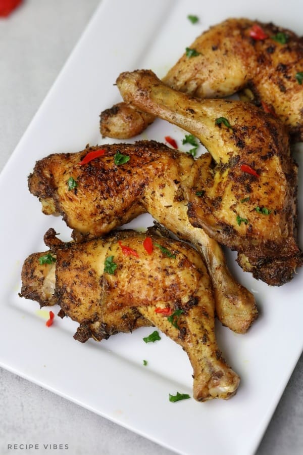 Easy baked chicken legs. moist and crispy baked chicken legs
