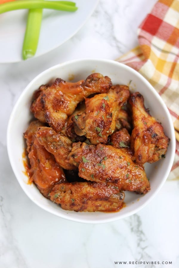 instant pot chicken wings in bowl.