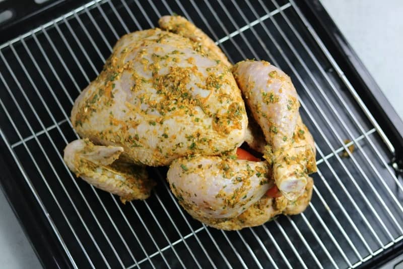 marinated whole roasted chicken breast side up