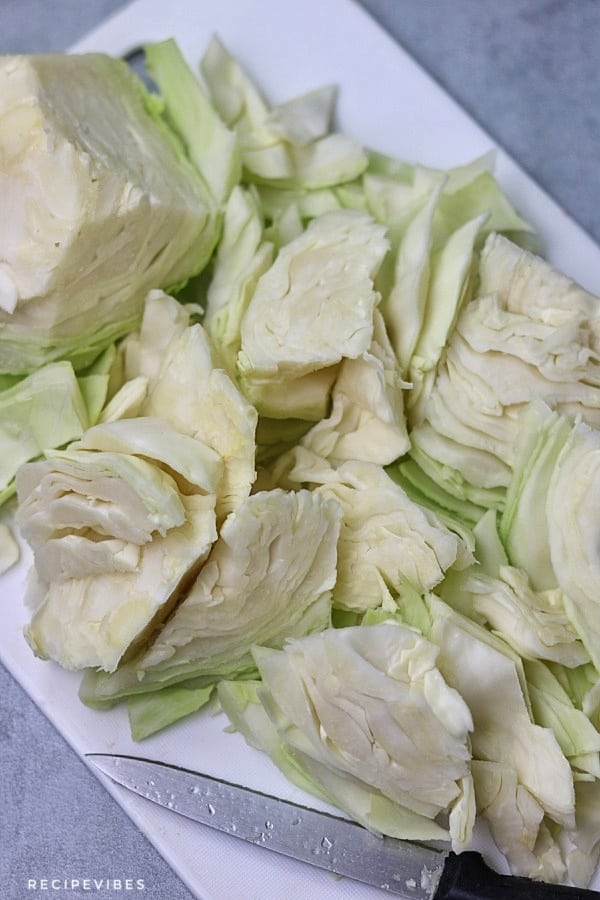 raw cabbage cut up in wedges 1" thick