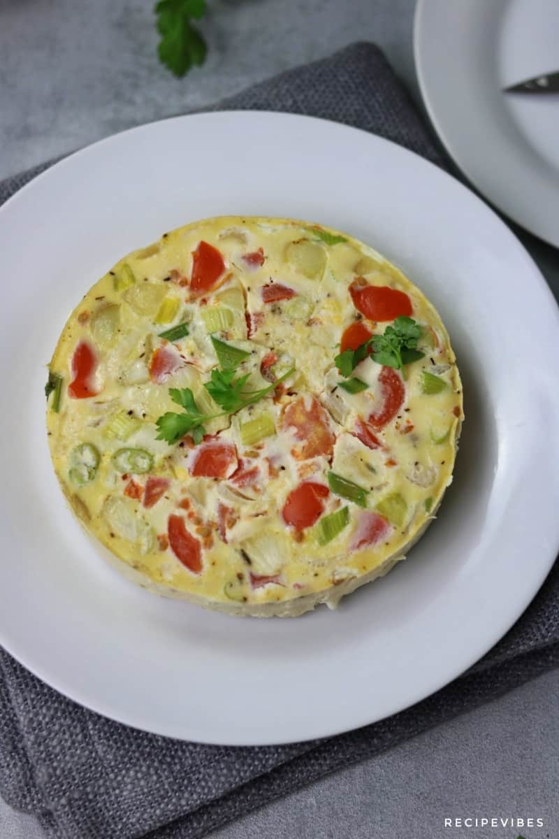 instant pot omelette served on white plate