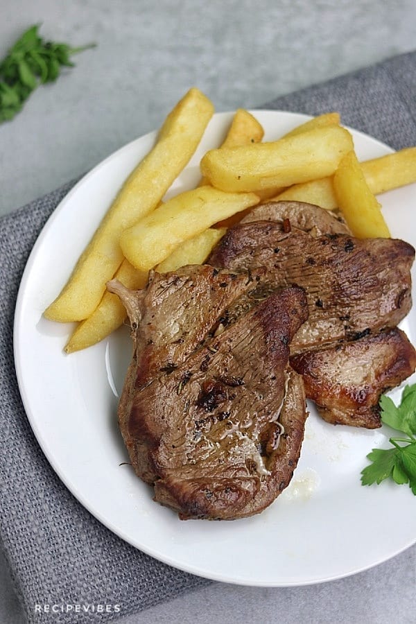Instant pot steak served with chips