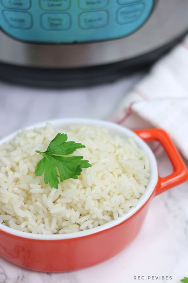 white rice garnished with parsley