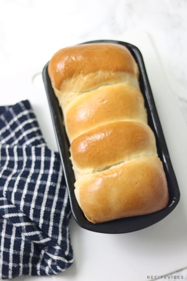 baked bread in loaf pan
