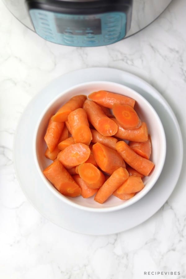 Steamed carrots in plate
