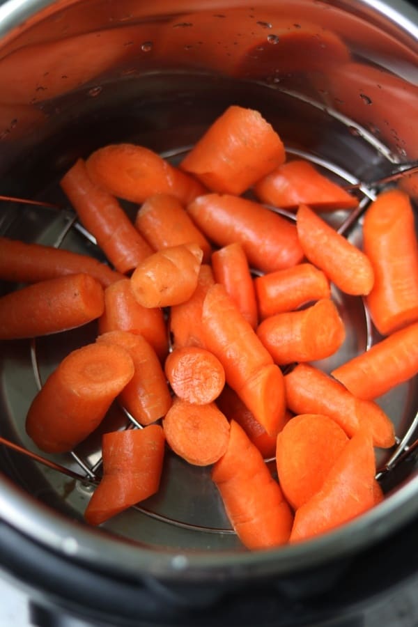 carrots on trivet inside instant potpressure cooker