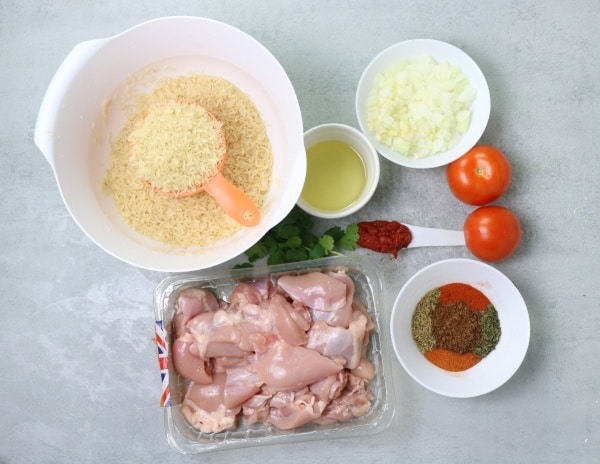 ingredients for chicken and rice