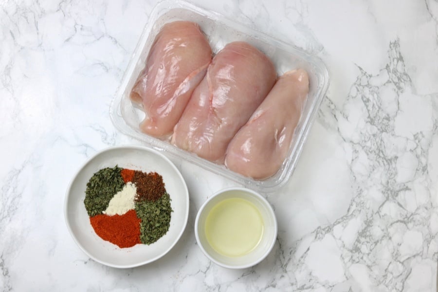 Ingredients for instant pot chicken breasts in picture
