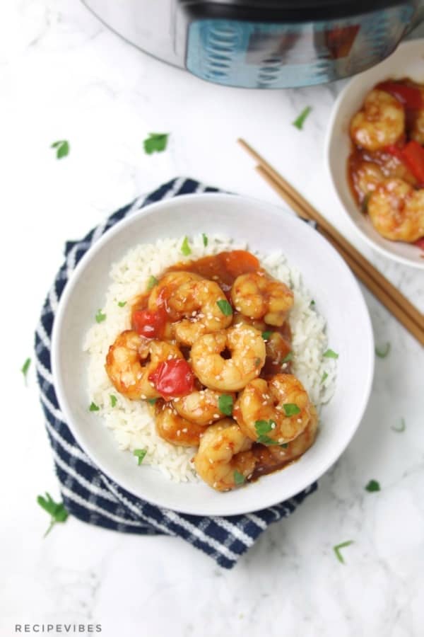 Picture showing instant pot and instant pot shrimp