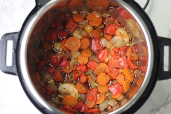 picture showing the next step of cooking instant pot shrimp