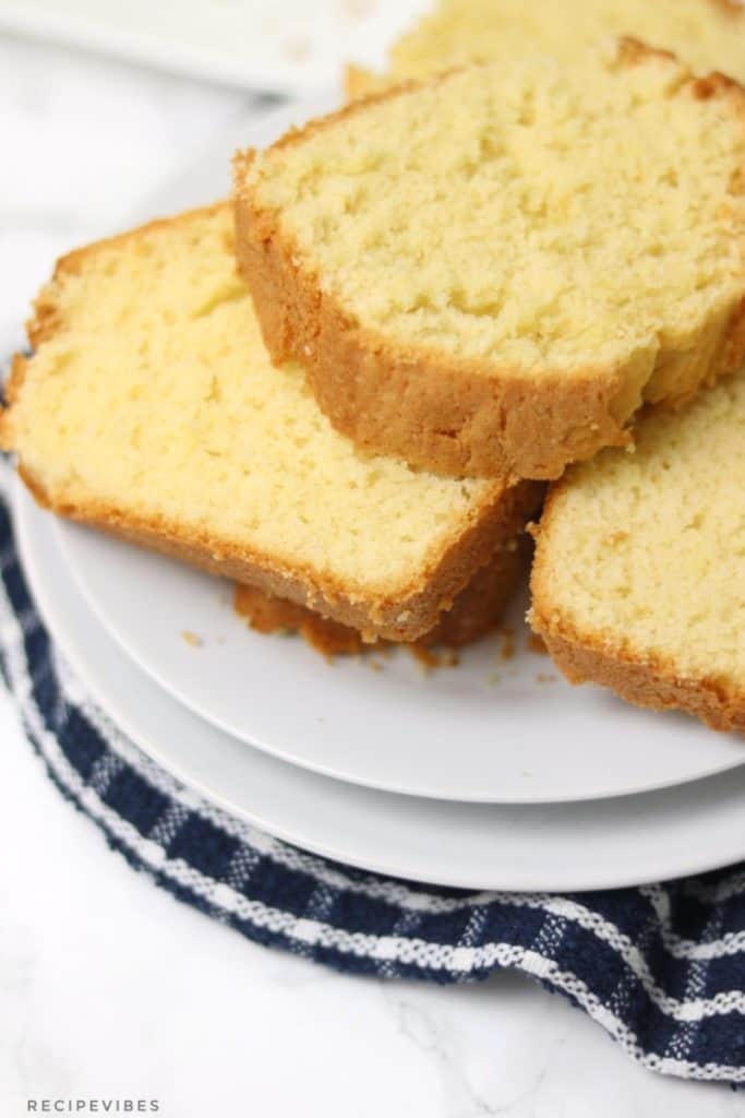 cut up madeira cake served on plate