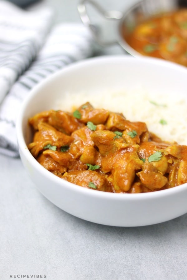 instsant pot butter chicken served with rice