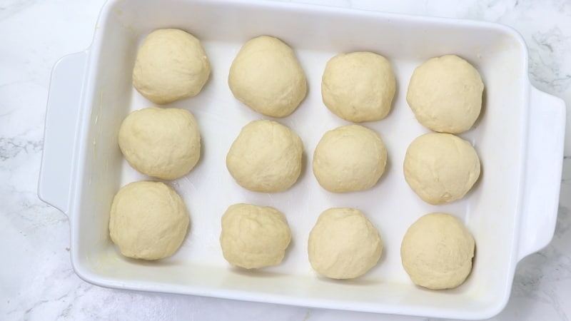 shaped dough in oven dish