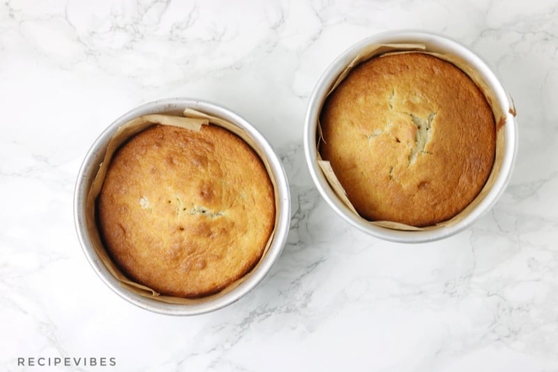 baked cakes in cake pan