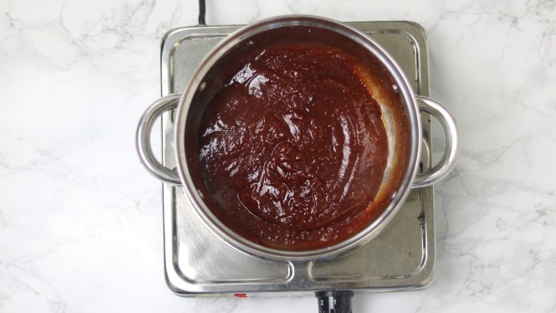 bbq sauce simmering on stove