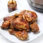 instant pot bbq chicken served on white plate