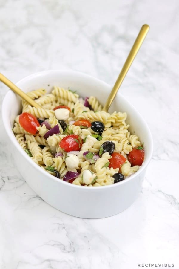A bowl of Italian Pasta Salad