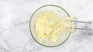 butter in a pyrex mixing bowl mixed until light.