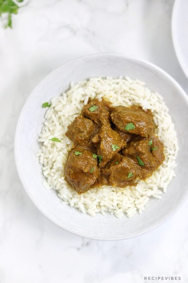 beef curry served on rice