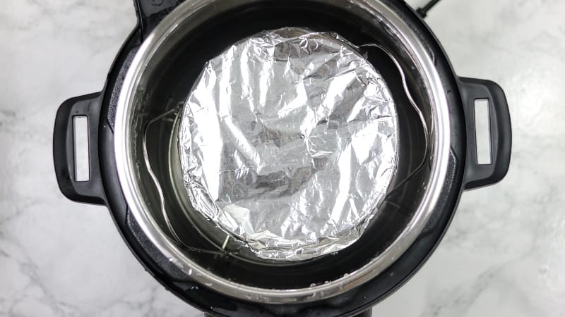 cake pan on trivet in instant pot
