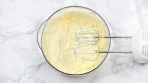 creamed butter, sugar and eggs in mixing bowl.