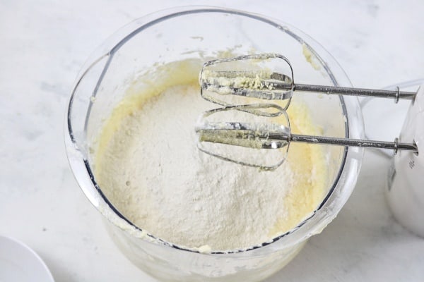 flour added to the batter.