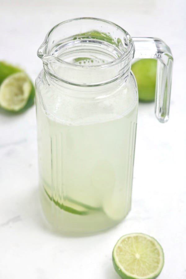 Pitcher of lime juice (limeade).