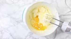 eggs added in the mixing bowl.
