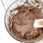 chocolate buttercream frosting in a mixing bowl.