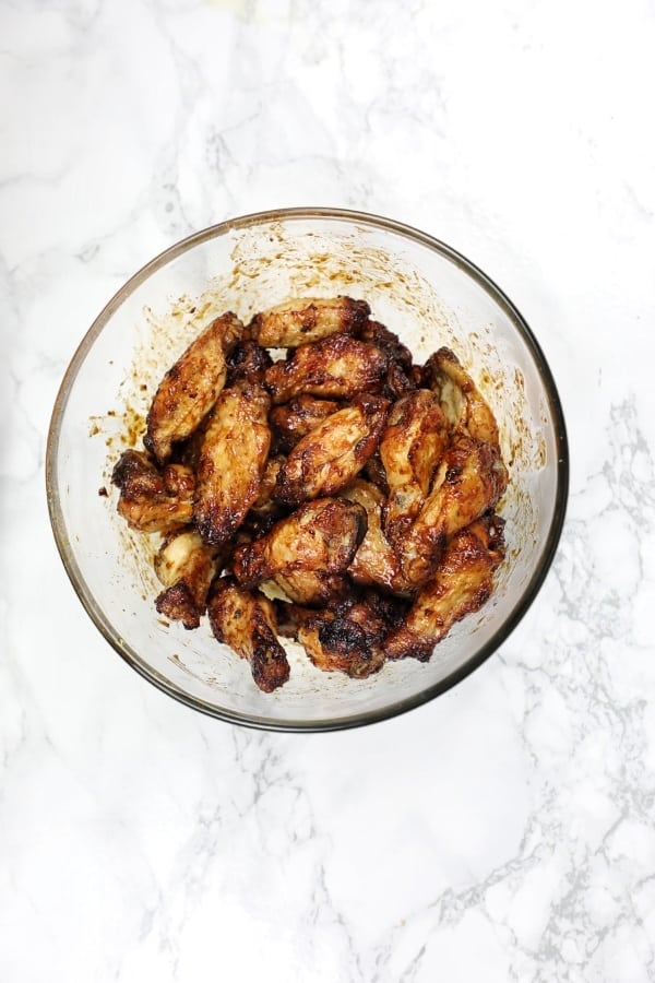 cooked wings in a bowl.