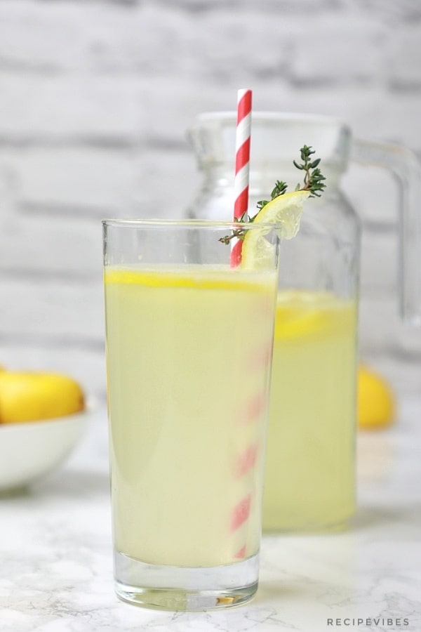 lemonade in cup and jug.