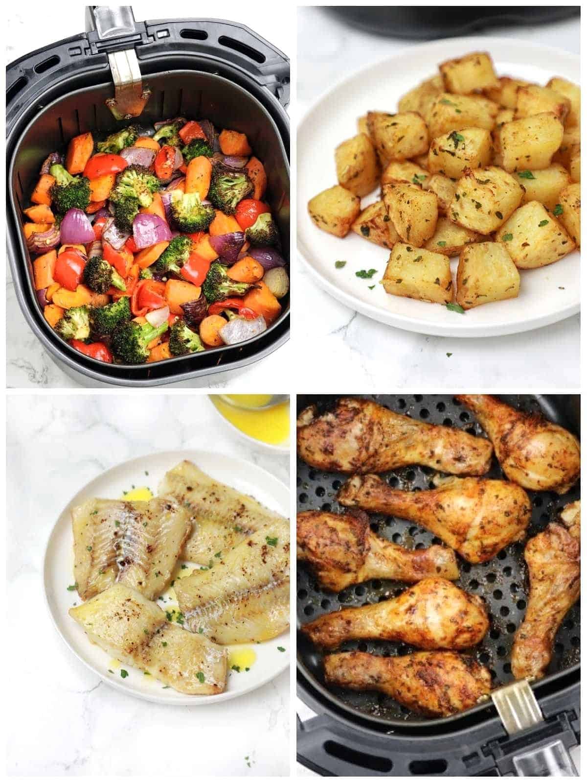 pic collage of best air fryer recipes displayed.