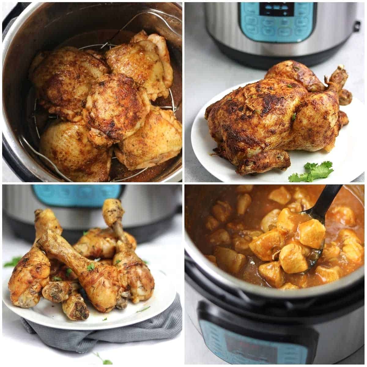 chicken cooked in instant pot displayed.