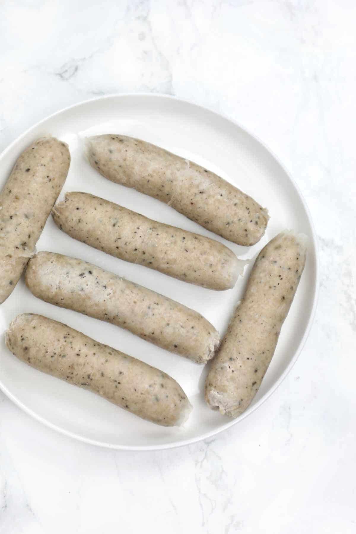 sausages on a plate.