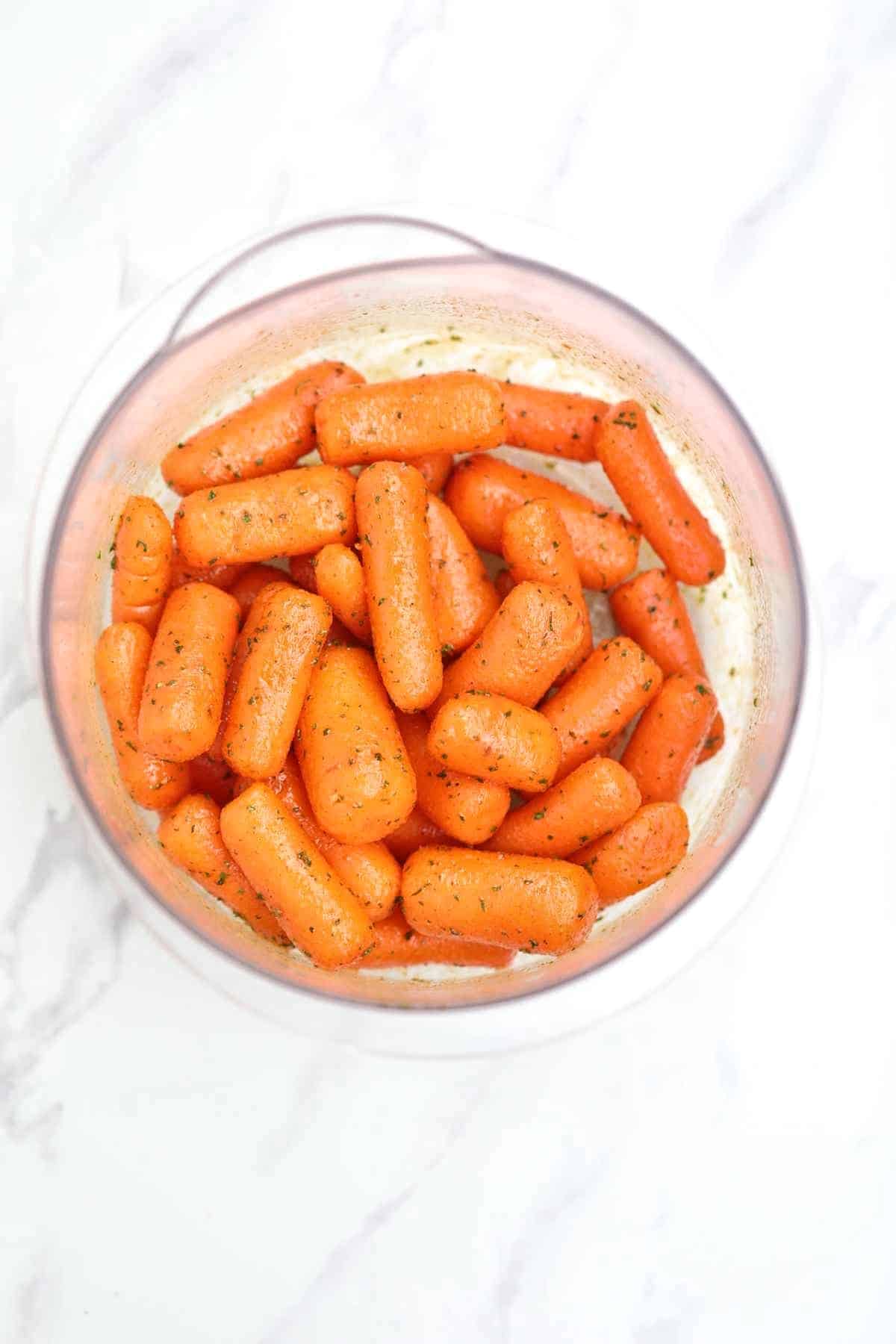 seasoned carrots in a bowl.