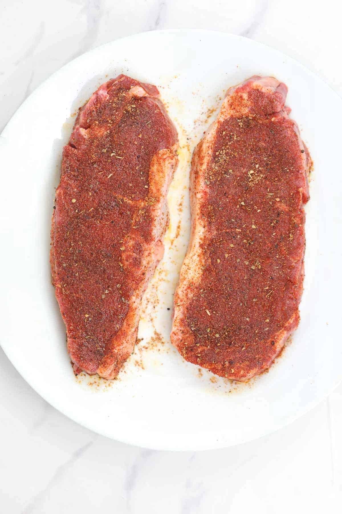 2 seasoned sirloin steak displayed