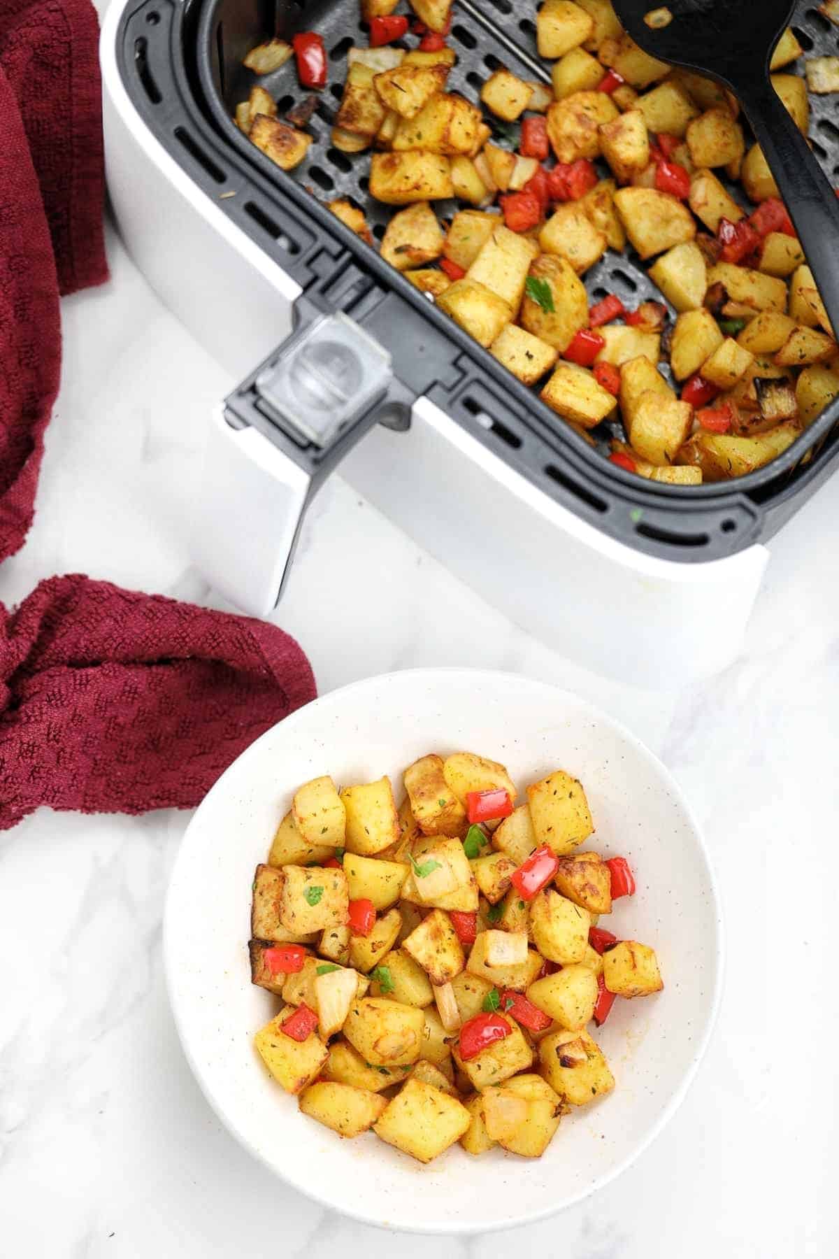 air fried home fries served.