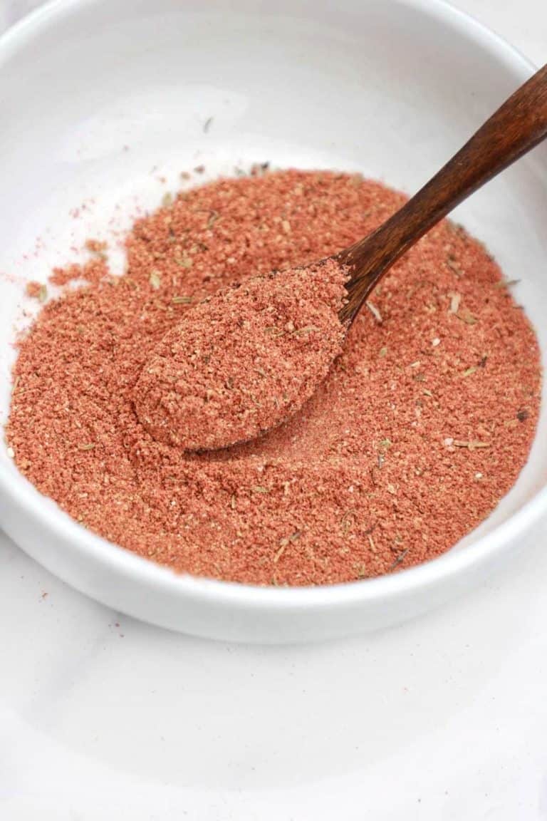 salmon seasoning in a small white bowl.