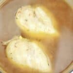 boiled chicken breasts in it's broth.