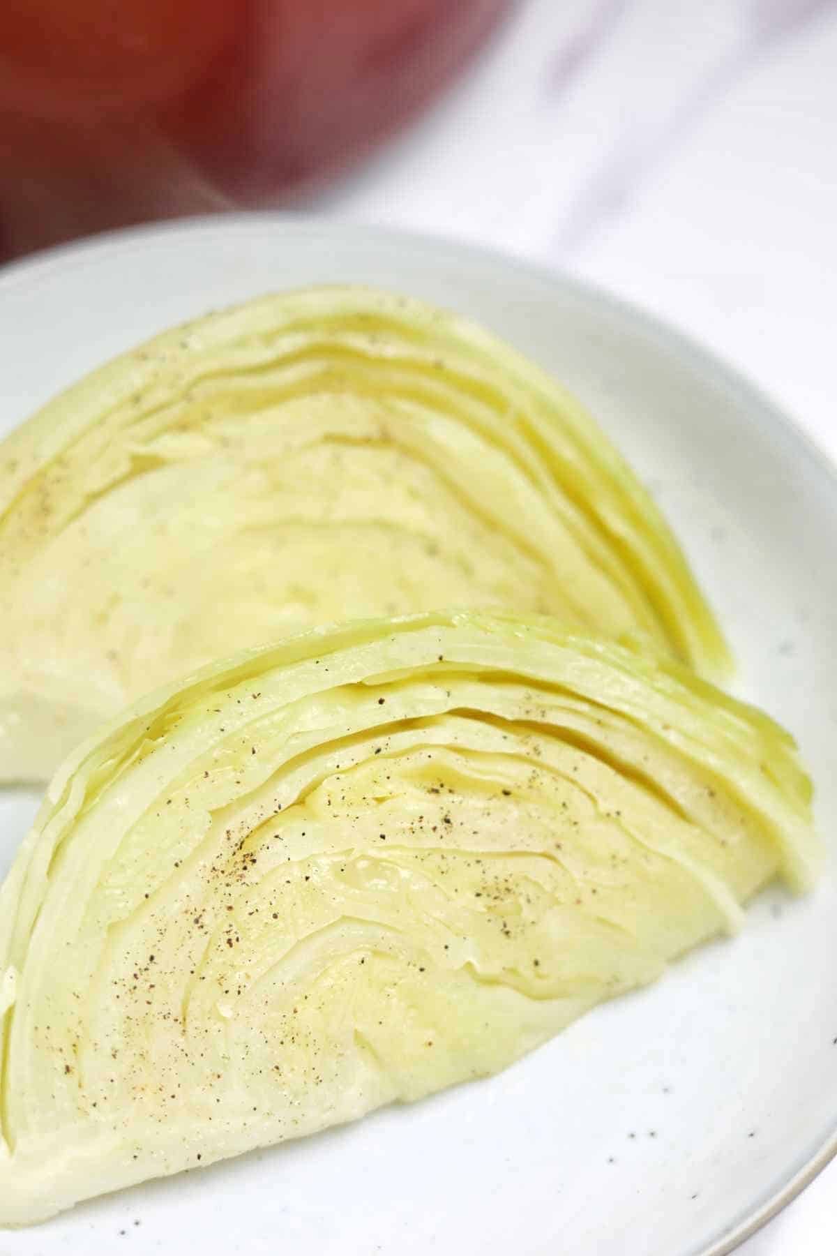 boiled cabbage served on a plate.