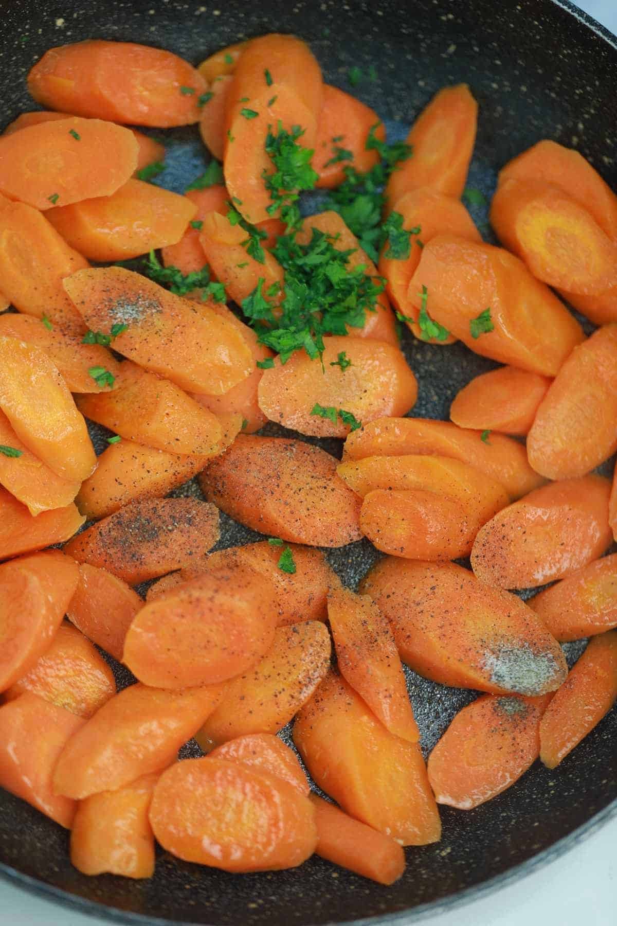 parsley and pepper added to carrots.