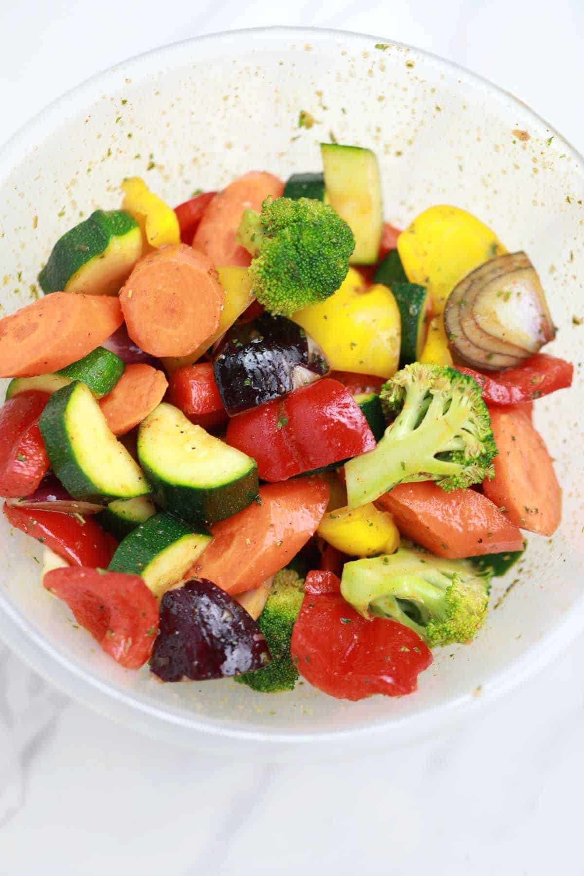 seasoned veggies in a bowl.