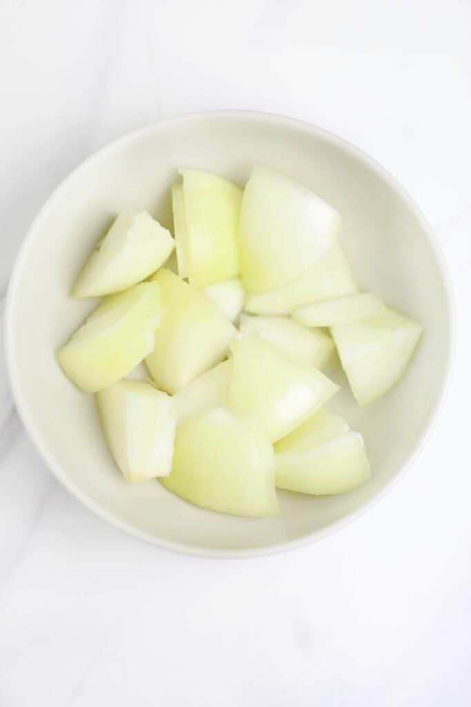 cut onions in a small bowl.
