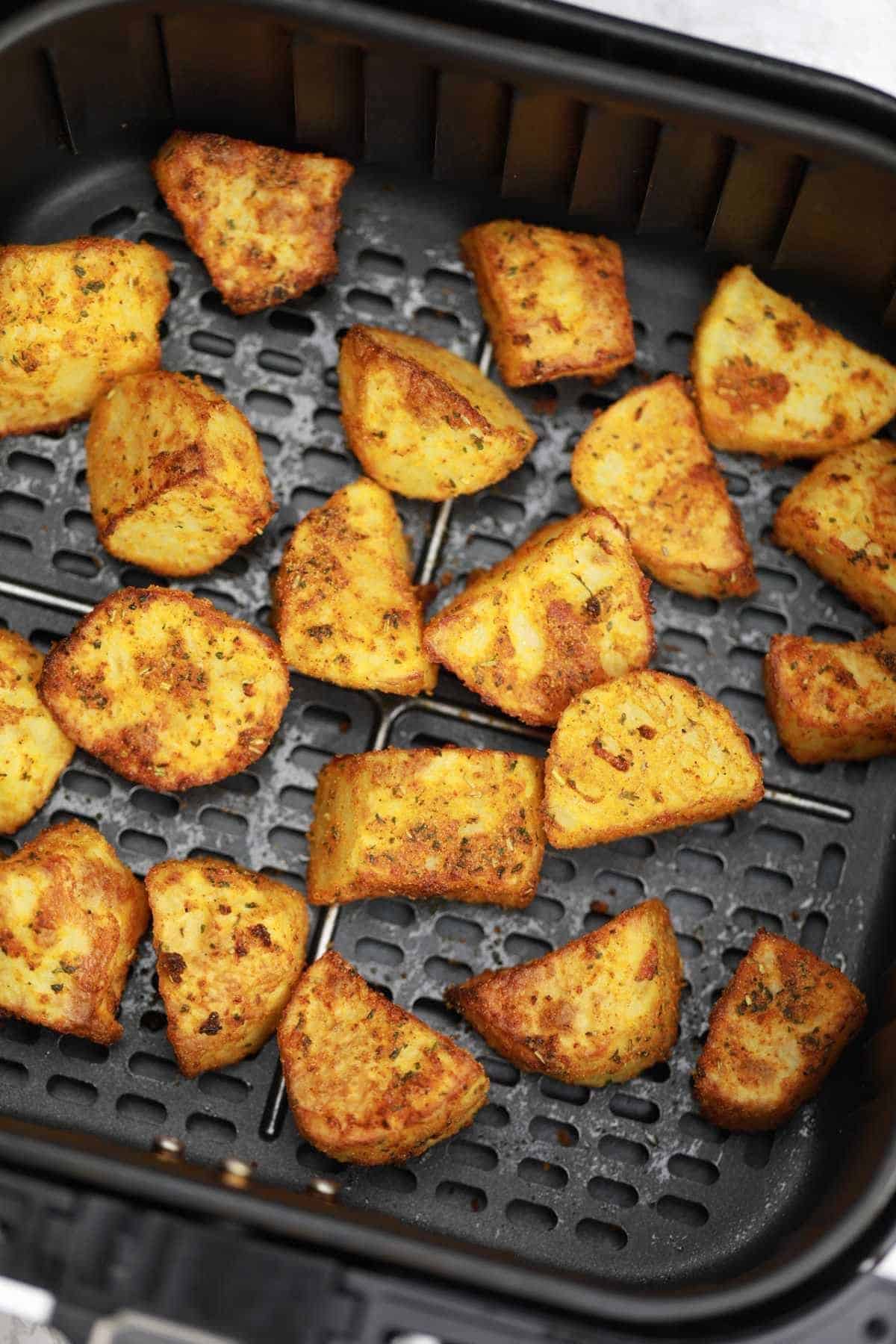 air fried crispy potatoes displayed.
