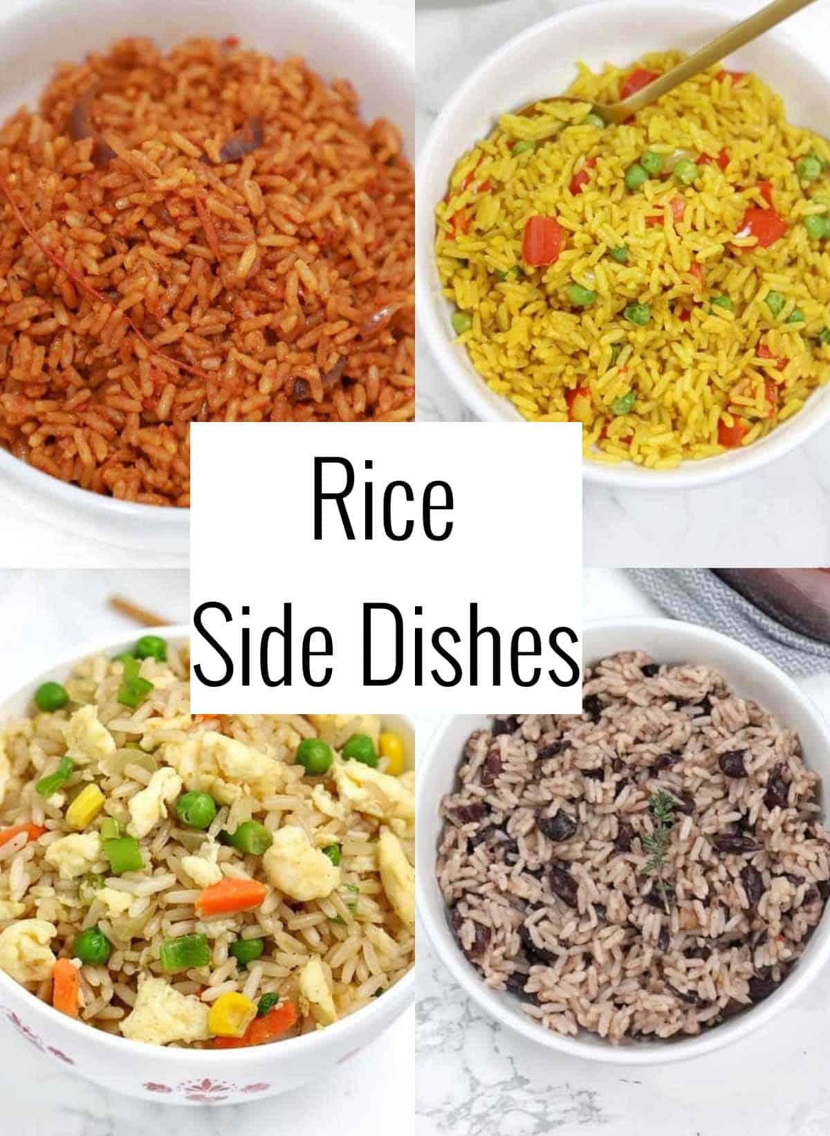 4 rice dishes in a picture.