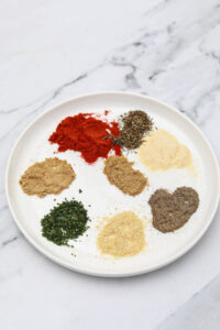 the ingredients for cod seasoning displayed.