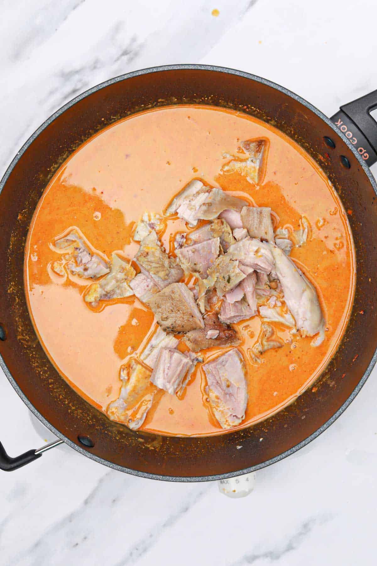 all the ingredients in the skillet.