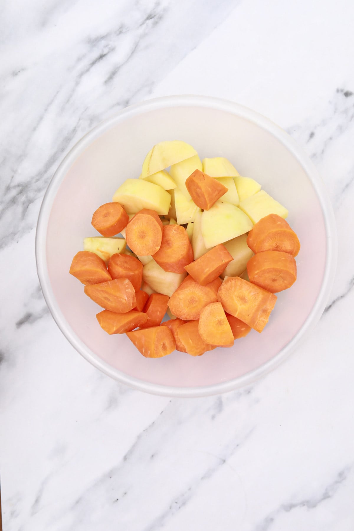 diced carrots and potatoes in air fryer.
