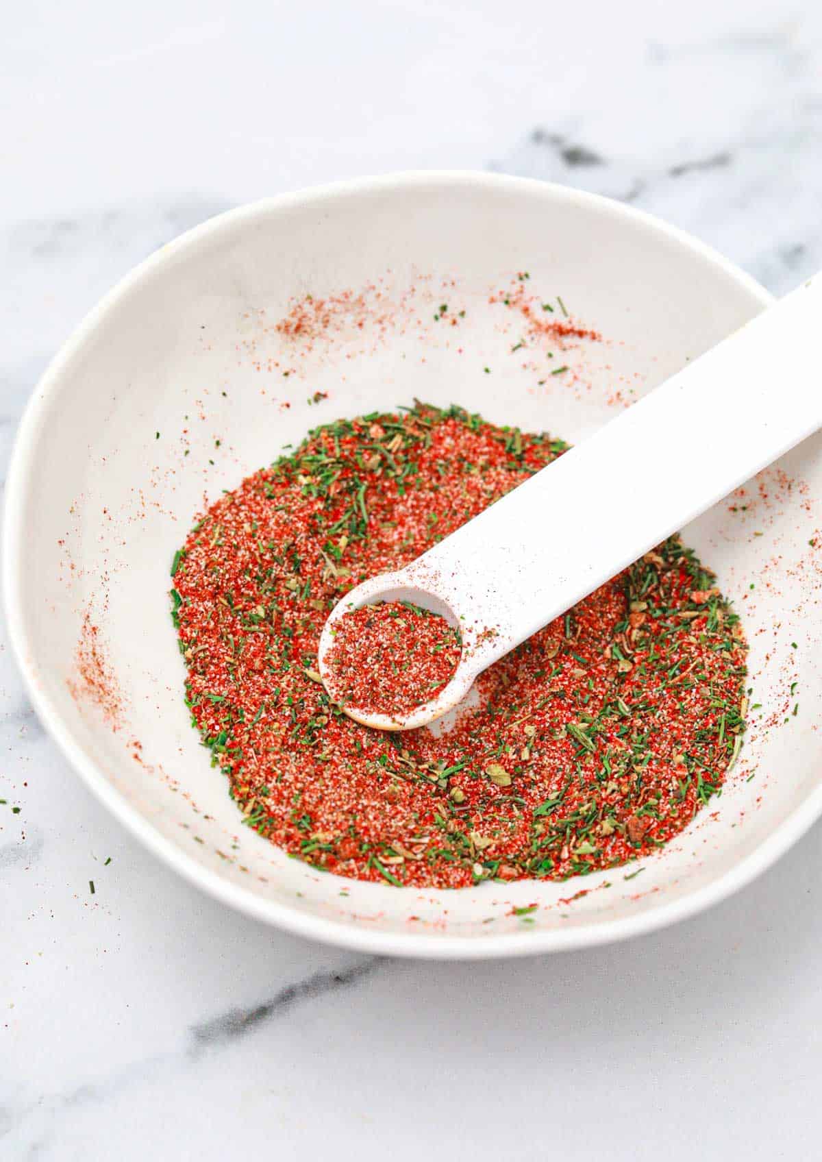 vegetable seasoning in a mixing bowl.
