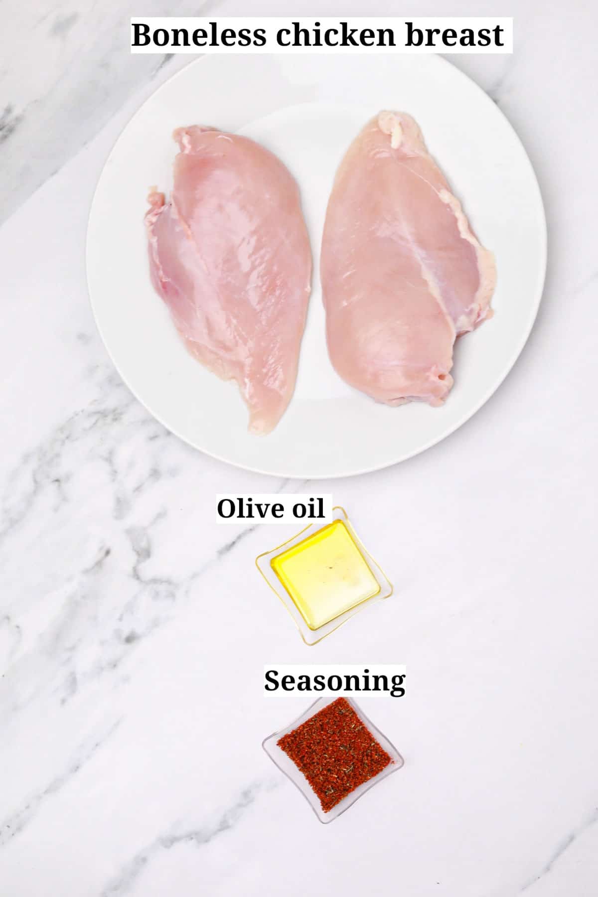 the ingredients displayed and labelled.